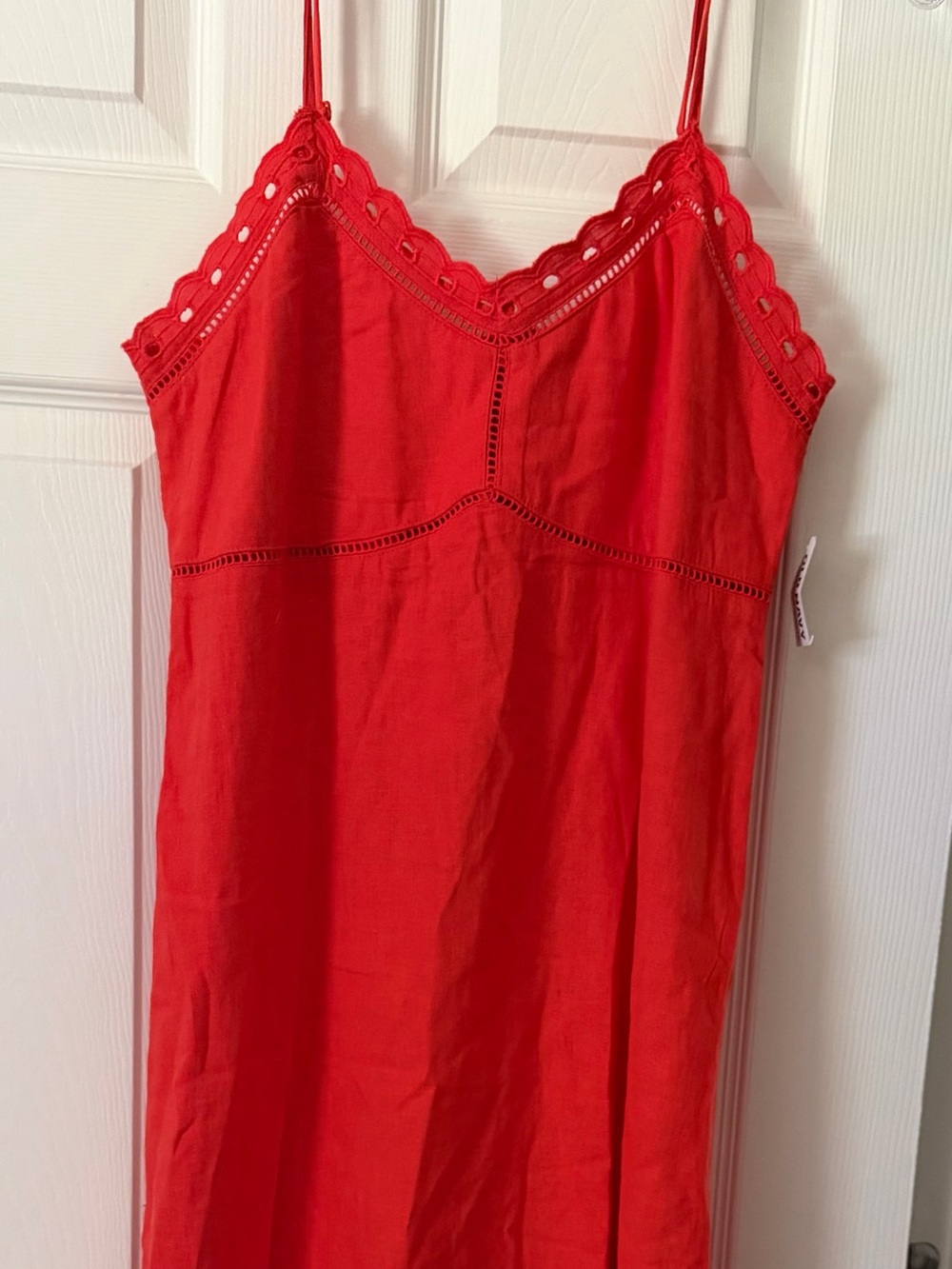 Red Eyelet Lace Trim Sleeveless Maxi Dress